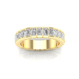 14K Gold Emerald Cut Halfway Eternity Half Bezel Set Lab Grown Diamond Wedding Band Ring - Abtin & Company 