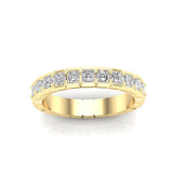 14K Gold Ascher Cut Halfway Eternity Half Bezel Set Lab Grown Diamond Wedding Band Ring - Abtin & Company 