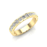 14K Gold Ascher Cut Halfway Eternity Half Bezel Set Lab Grown Diamond Wedding Band Ring - Abtin & Company 