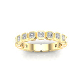 14K Gold Ascher Cut Three Quarter Way Eternity Bezel Set Lab Grown Diamond Wedding Band Ring - Abtin & Company 