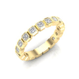 14K Gold Ascher Cut Three Quarter Way Eternity Bezel Set Lab Grown Diamond Wedding Band Ring - Abtin & Company 