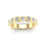 14K Gold Ascher Cut Halfway Eternity Bezel Set Lab Grown Diamond Wedding Band Ring - Abtin & Company 