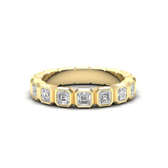 14K Gold Ascher Cut Halfway Eternity Bezel Set Lab Grown Diamond Wedding Band Ring,  Lab Grown Fancy Shapes Wedding Band Ring, ABB-408.1-LGD, ascher, Belarino