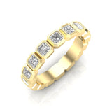 14K Gold Ascher Cut Halfway Eternity Bezel Set Lab Grown Diamond Wedding Band Ring - Abtin & Company 