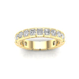 14K Gold Ascher Cut Three Quarter Way Eternity Half Bezel Set Lab Grown Diamond Wedding Band Ring - Abtin & Company 