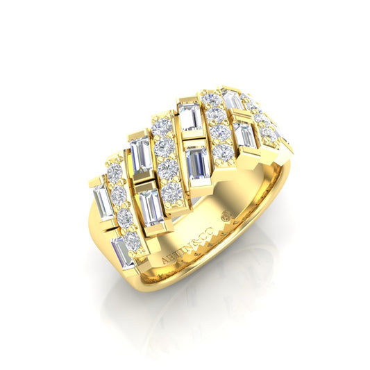 14k Round & Baguette Diamond Ring - Abtin & Company 