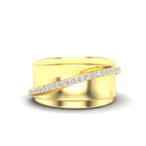 14K Yellow Gold Classic Wide Polished Diamond Ring Band - Abtin & Company 