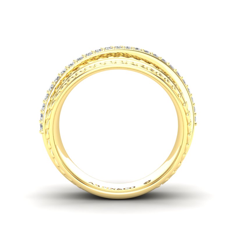 14K Gold Classic Wide Overlap Diamond Ring - Abtin & Company 