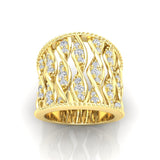 14K Gold Wide Double Helix Spiral Diamond Ring - Abtin & Company 