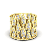 14K Gold Wide Double Helix Spiral Diamond Ring - Abtin & Company 