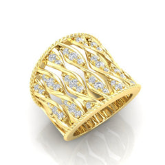 14K Gold Wide Double Helix Spiral Diamond Ring - Abtin & Company 