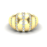 14K Yellow Gold Five Rows Diamond Stripe Dome Ring - Abtin & Company 