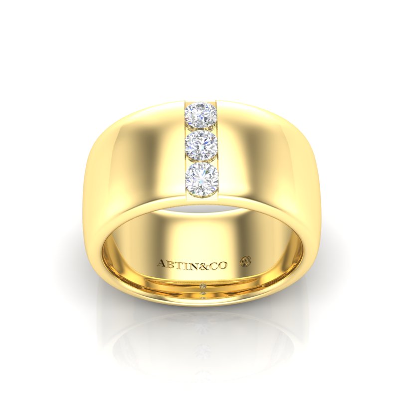 14K Gold Diamond Cigar Ring Band - Abtin & Company 