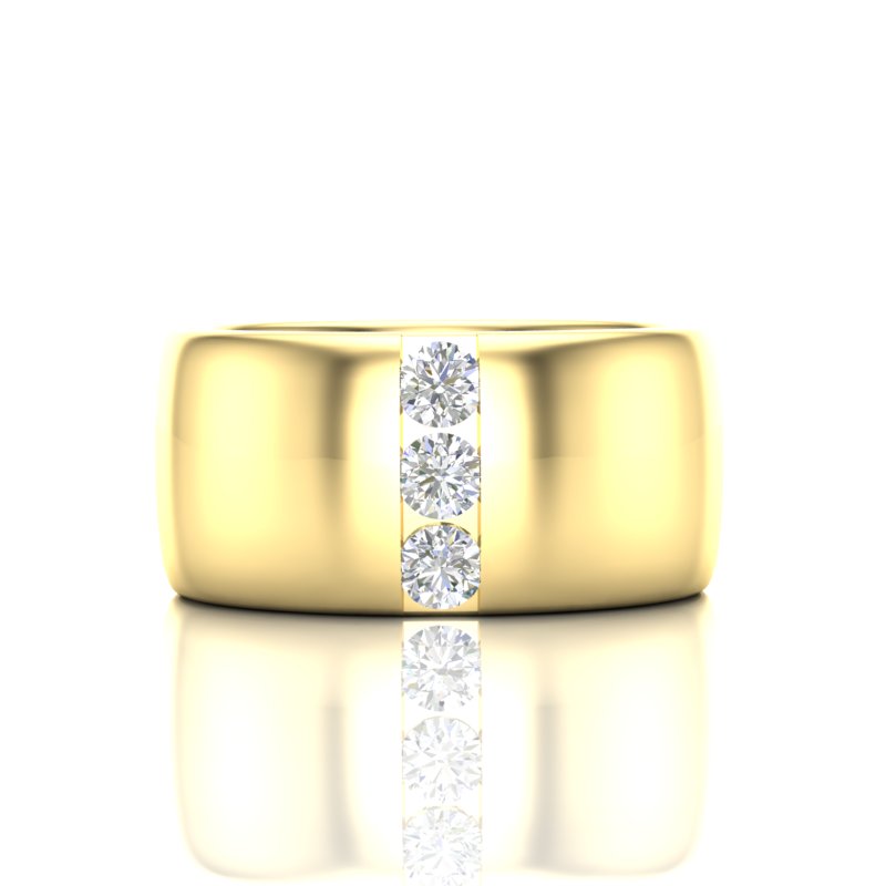 14K Gold Diamond Cigar Ring Band - Abtin & Company 