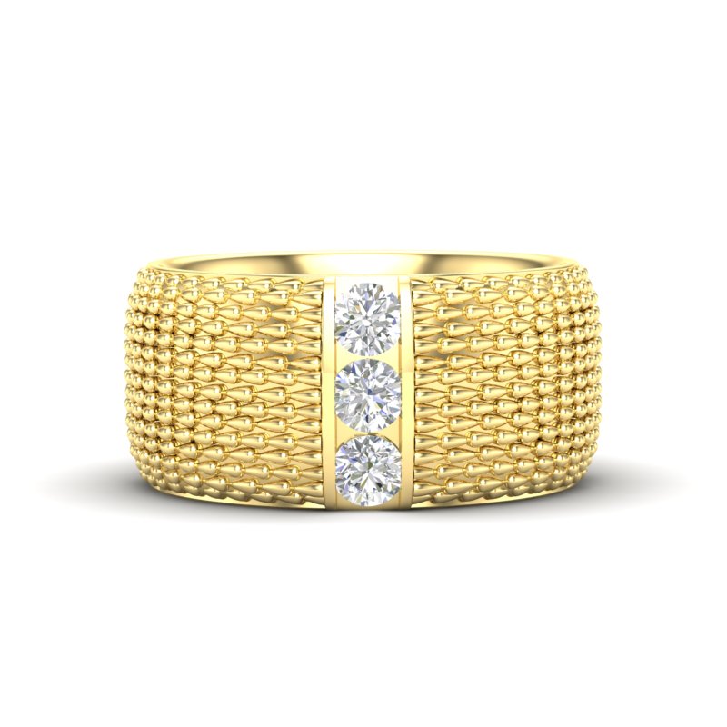 14K Gold Classic Patterned Diamond Cigar Band - Abtin & Company 