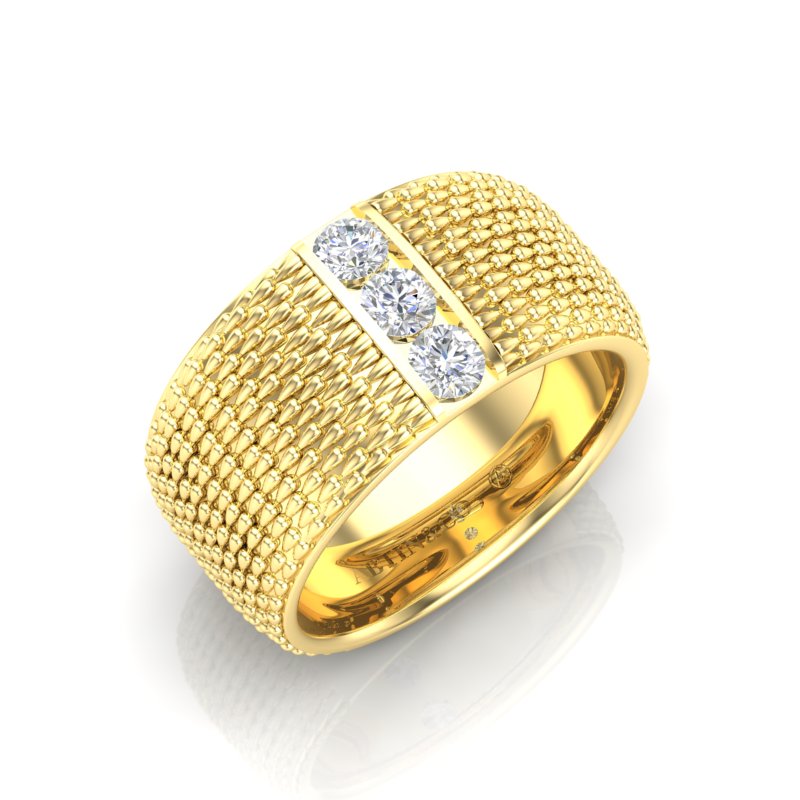 14K Gold Classic Patterned Diamond Cigar Band - Abtin & Company 