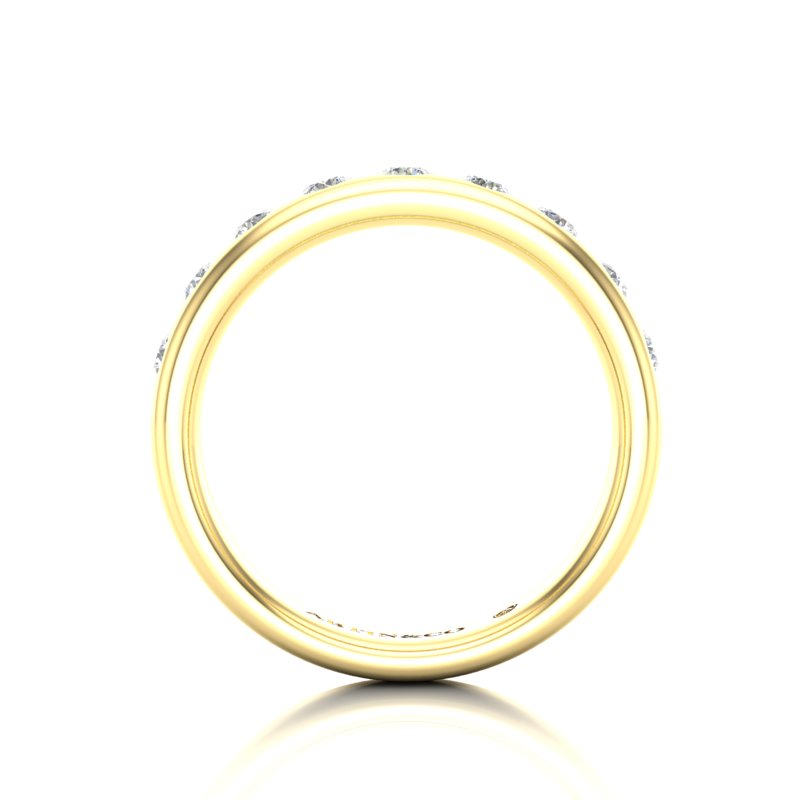 14K Gold Flush Set Bezel Diamond Wedding Band Stacking Ring - Abtin & Company 