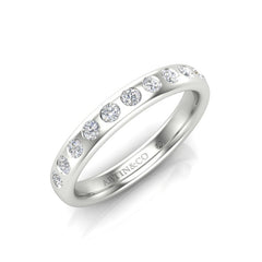 14K Gold Flush Set Bezel Halfway Diamond Wedding Band/Stacking Ring,  diamond ring, ABB-623.1-D, Diamond, diamond ring, flush set diamond ring, Belarino