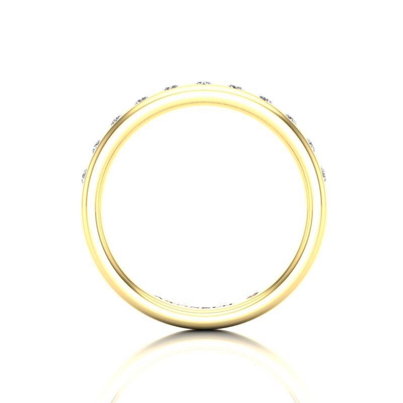 14K Gold Flush Set Bezel Halfway Diamond Wedding Band Stacking Ring - Abtin & Company 