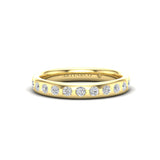 14K Gold Flush Set Bezel Halfway Diamond Wedding Band Stacking Ring - Abtin & Company 