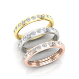 14K Gold Flush Set Bezel Halfway Diamond Wedding Band Stacking Ring - Abtin & Company 