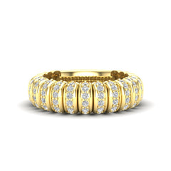 14K Gold Stretch Interval Channel Set  Diamond Stackable Ring/Band