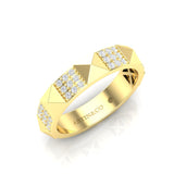 14K Gold Diamond Stud Pyramid Ring - Abtin & Company 