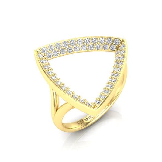 14K Yellow Gold Modern Geometric Fancy Diamond Band Ring - Abtin & Company 