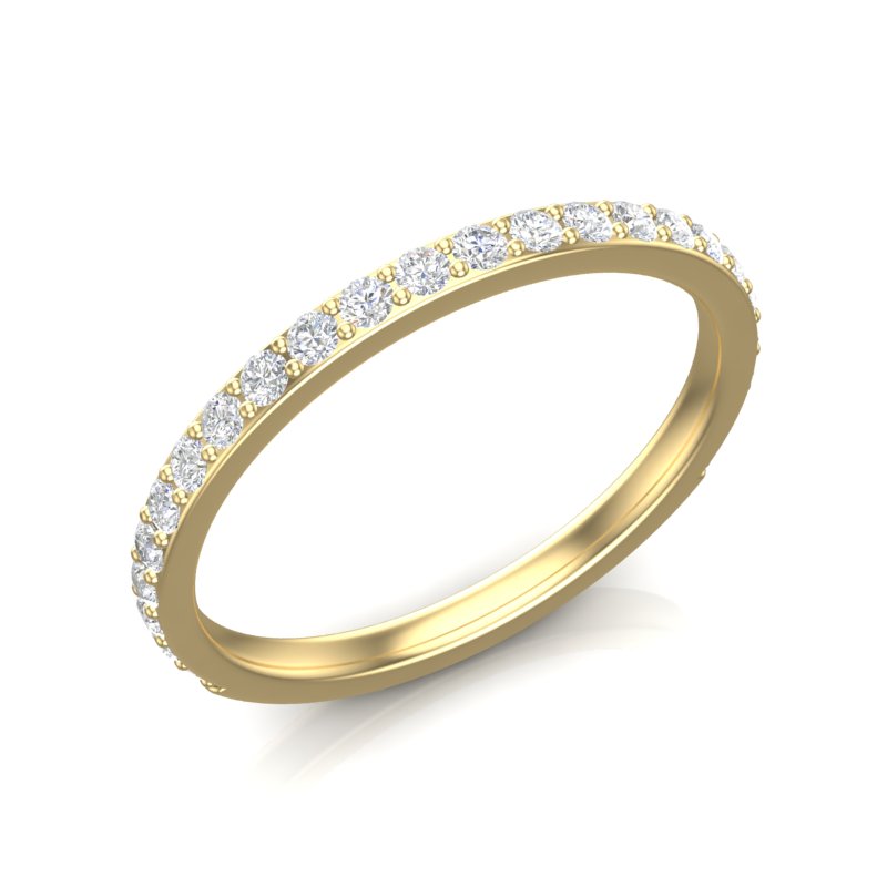 14K Gold Round Three Quarter Way Eternity Prong Set Lab Grown Diamond Wedding Band Ring - Abtin & Company 