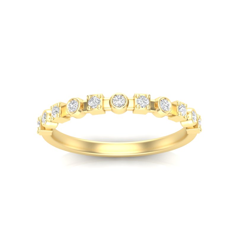 14K Gold Round Halfway Eternity Multi Set Lab Grown Diamond Wedding Band Ring - Abtin & Company 