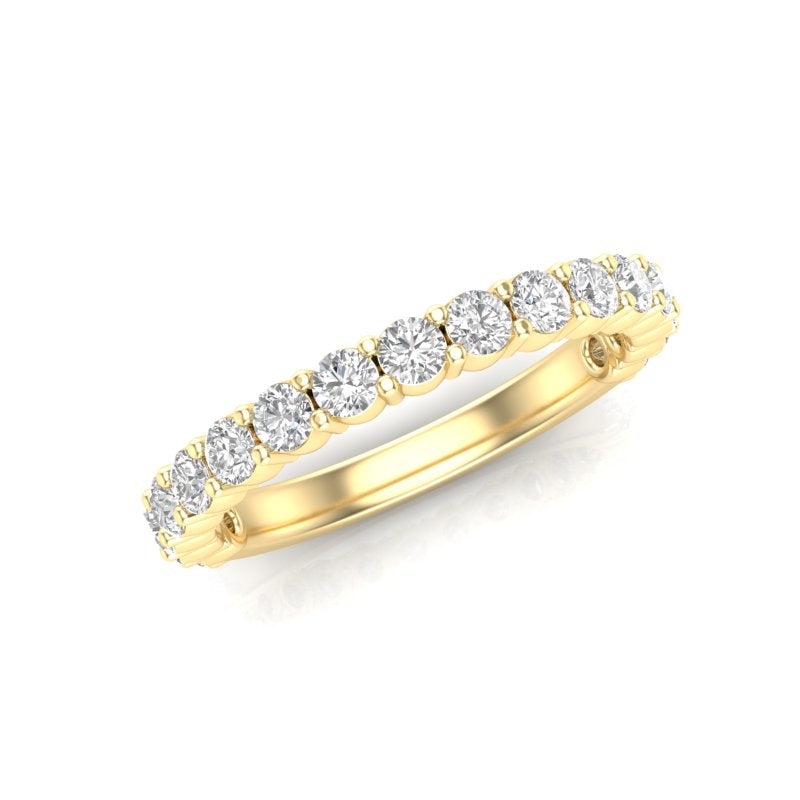 14K Gold Round Three Quarter Way Eternity Classic Prong Set Lab Grown Diamond Wedding Band Ring - Abtin & Company 