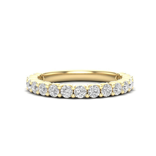 14K Gold Round Three Quarter Way Eternity Classic Prong Set Lab Grown Diamond Wedding Band Ring - Abtin & Company 