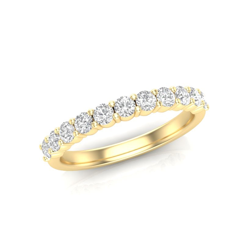 14K Gold Round Halfway Eternity Classic Prong Set Lab Grown Diamond Wedding Band Ring - Abtin & Company 