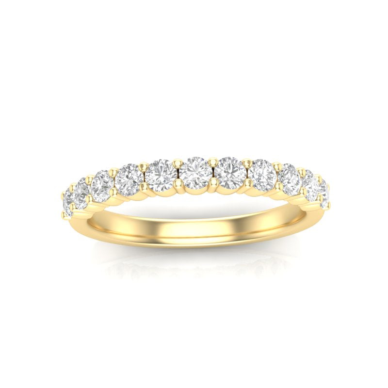 14K Gold Round Halfway Eternity Classic Prong Set Lab Grown Diamond Wedding Band Ring - Abtin & Company 