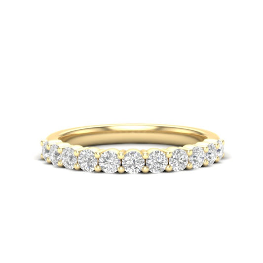 14K Gold Round Halfway Eternity Classic Prong Set Lab Grown Diamond Wedding Band Ring - Abtin & Company 