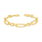 14K Gold Alternating Paperclip Chain-Link Bracelet