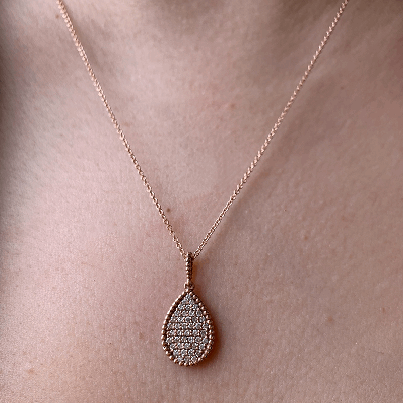 14K Diamond Pear Shaped Pendant/Diamond Tear-drop Pendant - Abtin & Company 