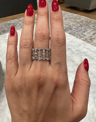 14K Gold Wide Lace Baguette and Bezel Open Cigar Diamond Ring/Band,  diamond ring, ABB-617.1-D, bezel set baguette diamond ring, cigar diamond ring, Diamond, diamond ring, lace diamond ring, wide open back diamond ring, Belarino
