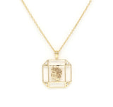 14K Gold & Diamond Virgo Horoscope Square Pendant Necklace