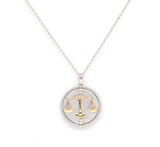 14K Two-toned Gold & Diamond Libra Horoscope Medallion