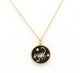 14K Gold Onyx & Diamond Scorpio Horoscope Medallion