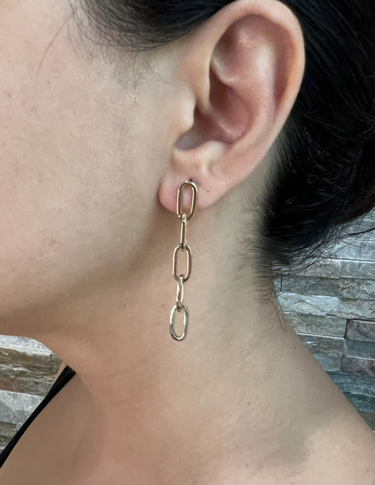 14K Gold Graduated Chain-link Drop Earrings