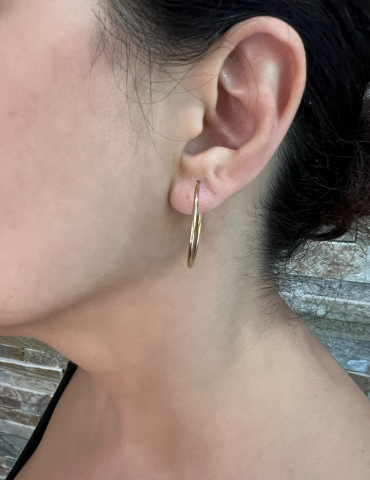 14K Gold Endless Tube Hoop earrings