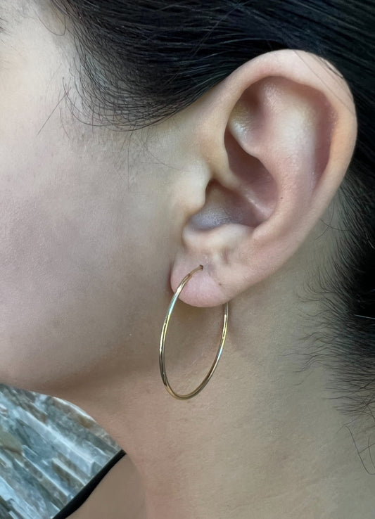 14K Gold Endless Medium Tube Hoop earrings