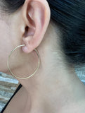 14K Gold Endless Large Tube Hoop earrings