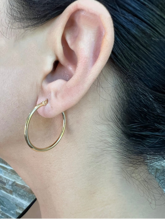 14K Gold Tube Hoop earrings