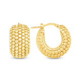 14K Gold Chunky Beaded Hoop Earrings