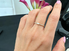 14K White Gold Diamond Baguette Minimal Stackable Ring/Wedding Band