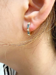 14K Gold London Blue Topaz & Diamond Huggie Earrings