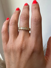 14K Gold Emerald Cut Halfway Vertical Eternity Milgrain Bezel Set Lab Grown Diamond Wedding Band Ring